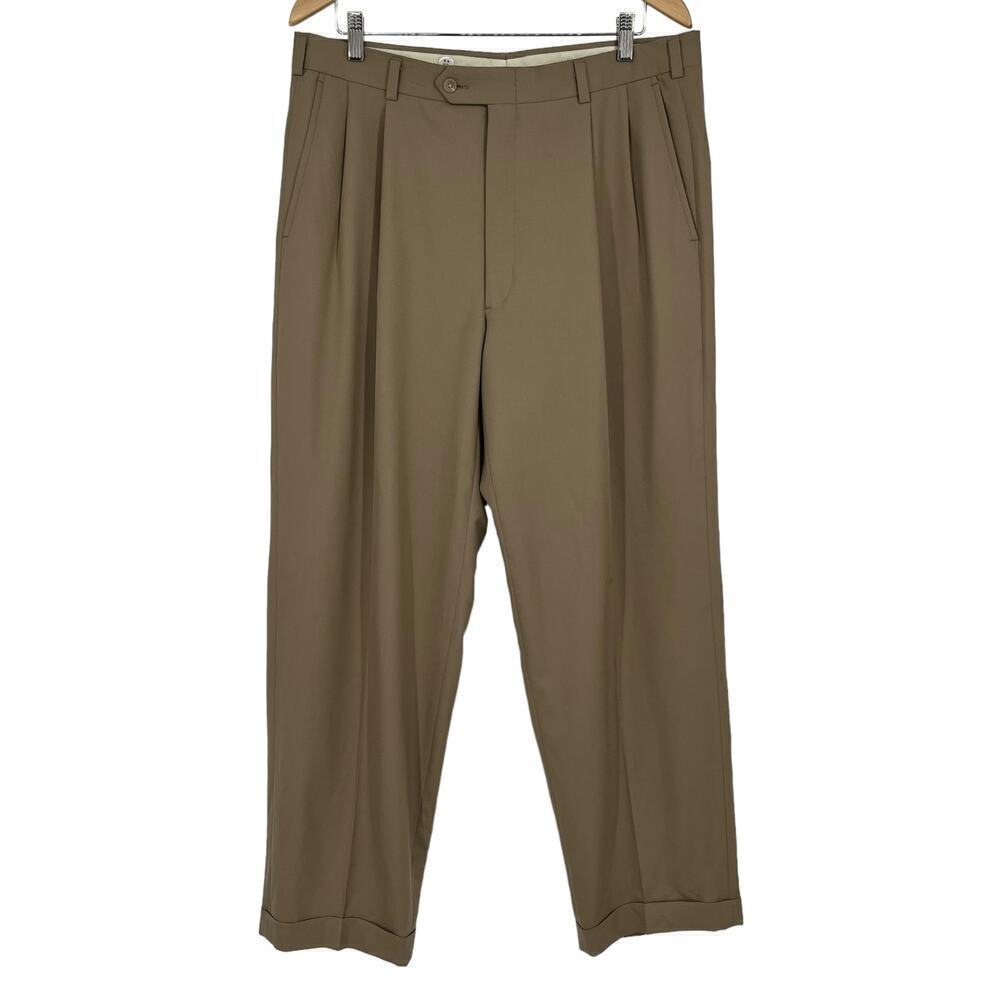 Vintage Burberry’s Khaki Pants Straight‎ Leg Tan Beige Waist Size 36